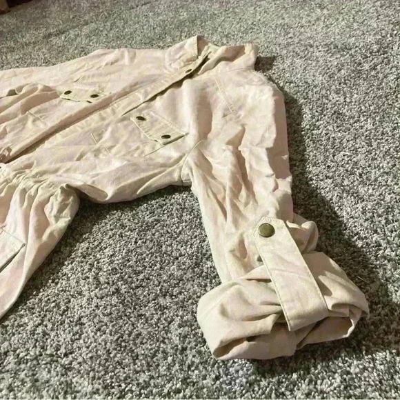 Blu Pepper Utility tan jacket crochet back Size M - Picture 2 of 8